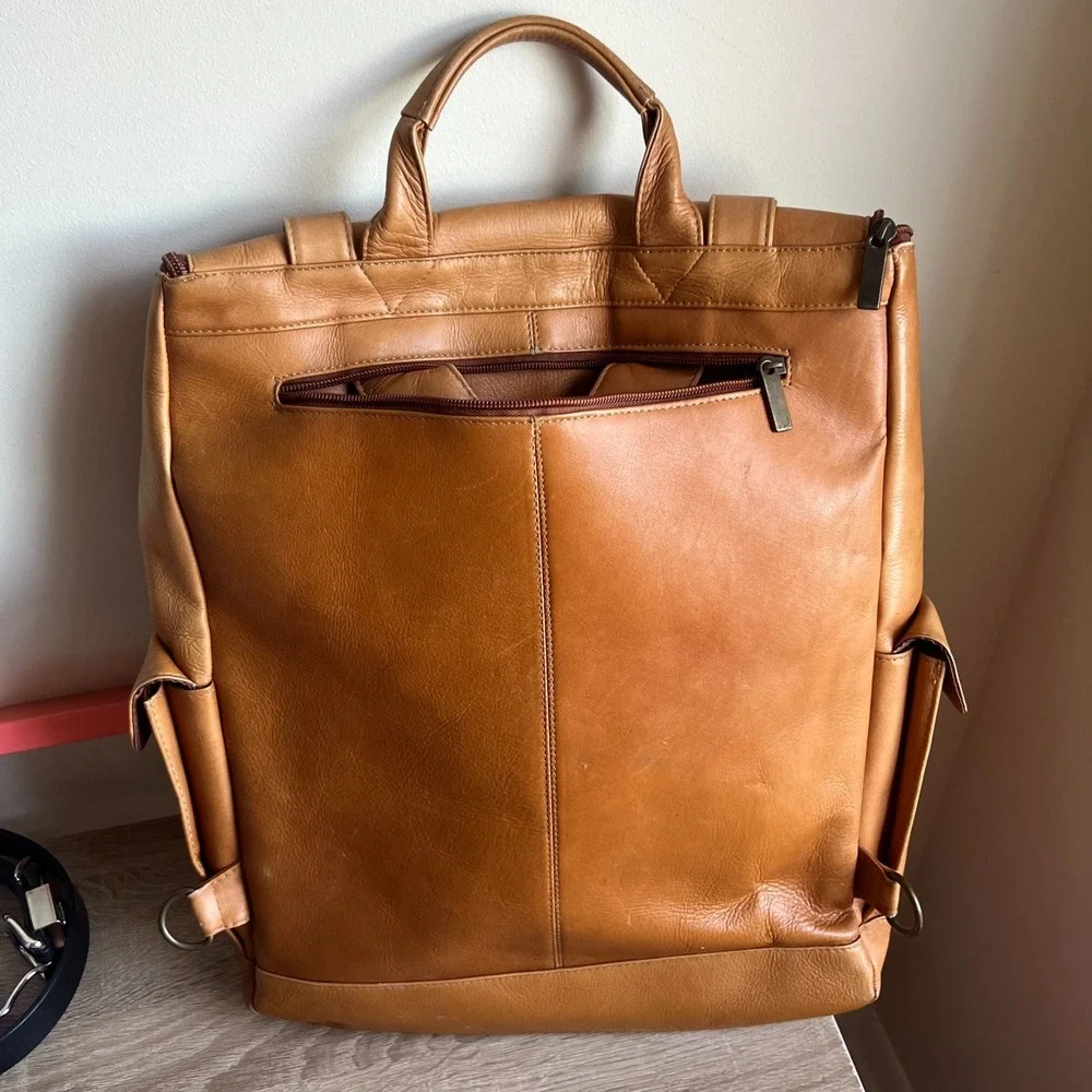 Charlie's Leather Dante XL‎ Laptop Flap Back Pack Leather Distressed Travel READ